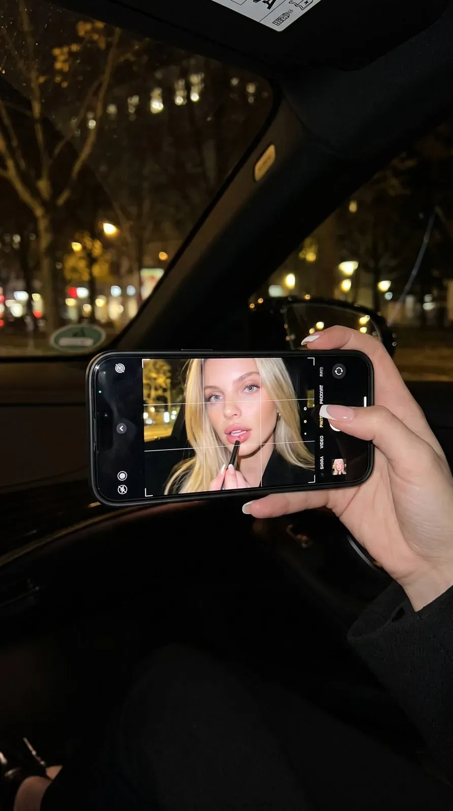 Night Car Selfie Reflection